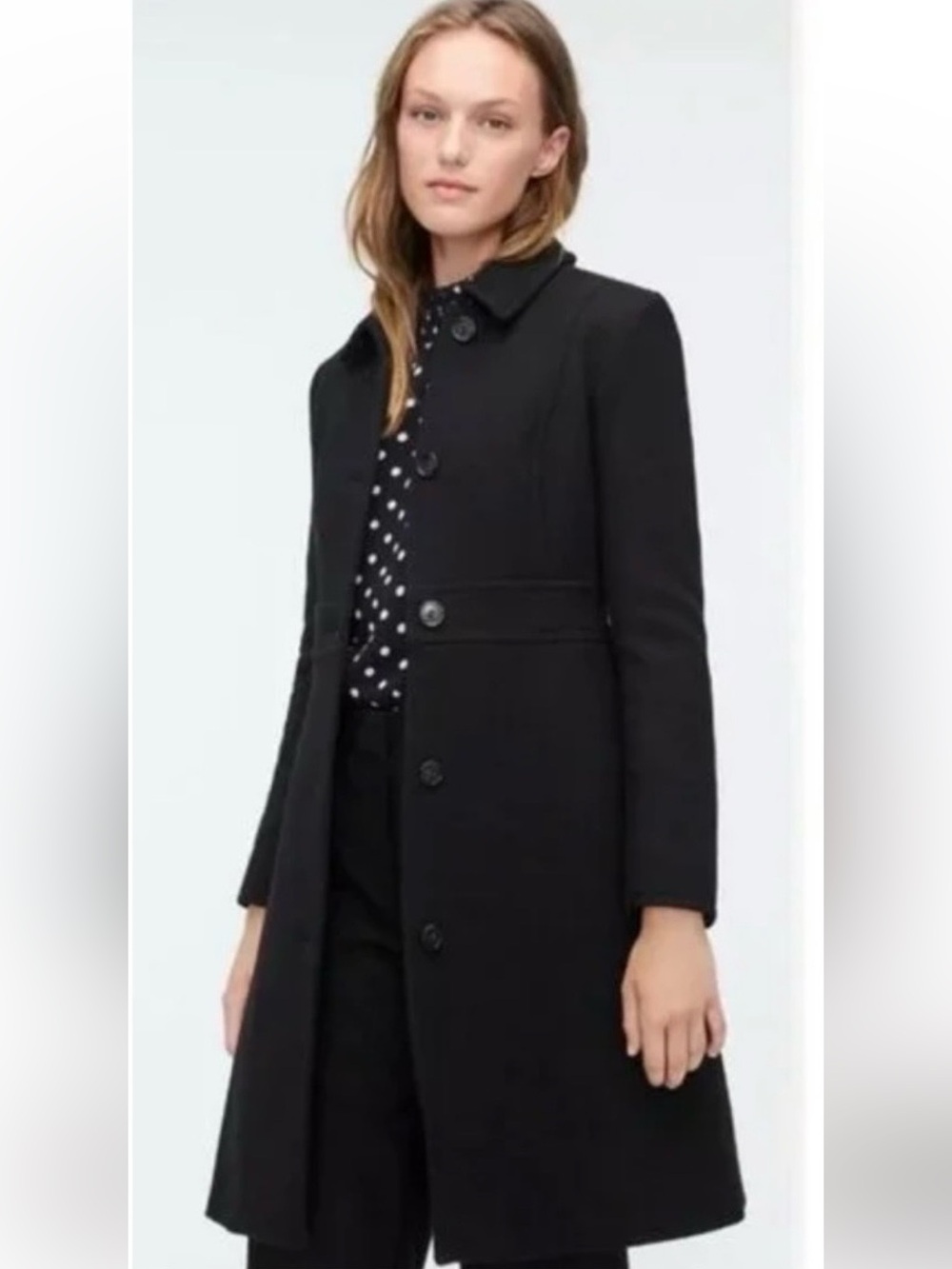 J.Crew Italian Double-Cloth Wool Lady Day Coat in Black